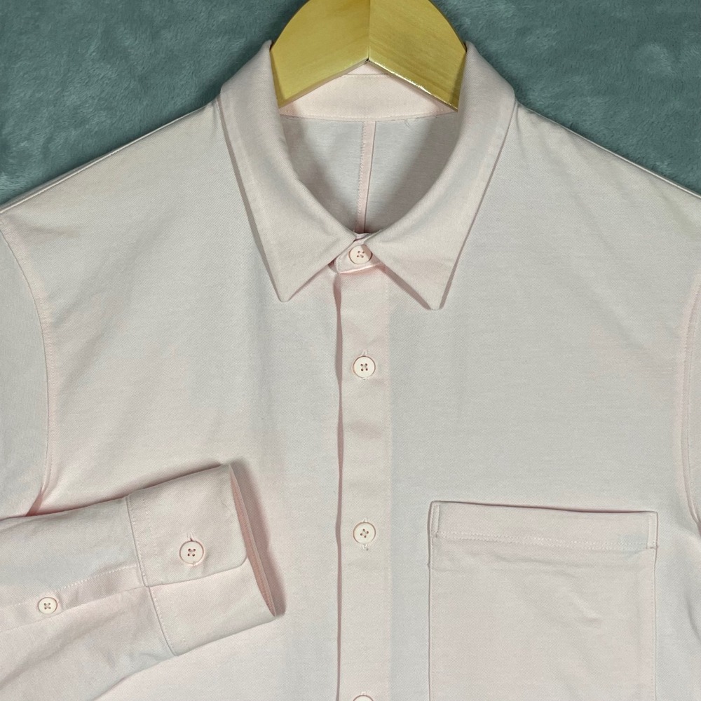 Lululemon Commission Long Sleeve Shirt Pink Technical Pique Button Up 4696